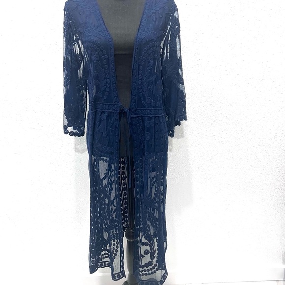 Elegant Navy Lace Tunic/kimono large - Picture 1 of 9
